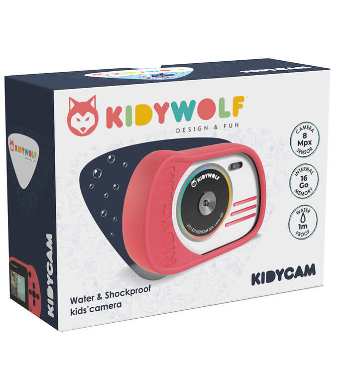waterproof kindercamera fototoestel meisje roze kidycam kidywolf verpakking