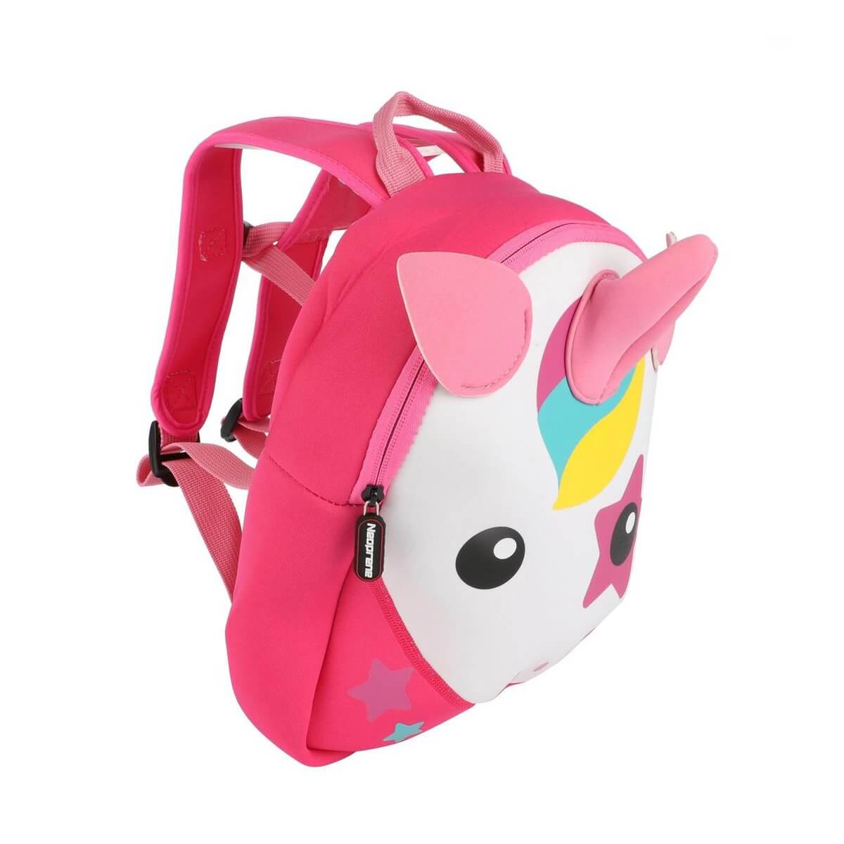 Eerste boekentasje kleuter eenhoorn rugzak unicorn roze zijkant