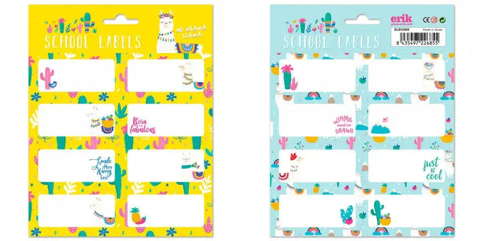 Lama labels en etiketten voor schoolboeken