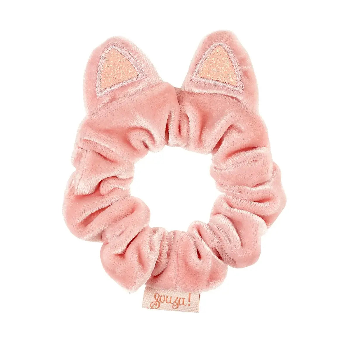 scrunchy haar meisjes poezenoren kat irini souza verlvet fluweel oudroze haaraccessoires meisjes vooraanzicht