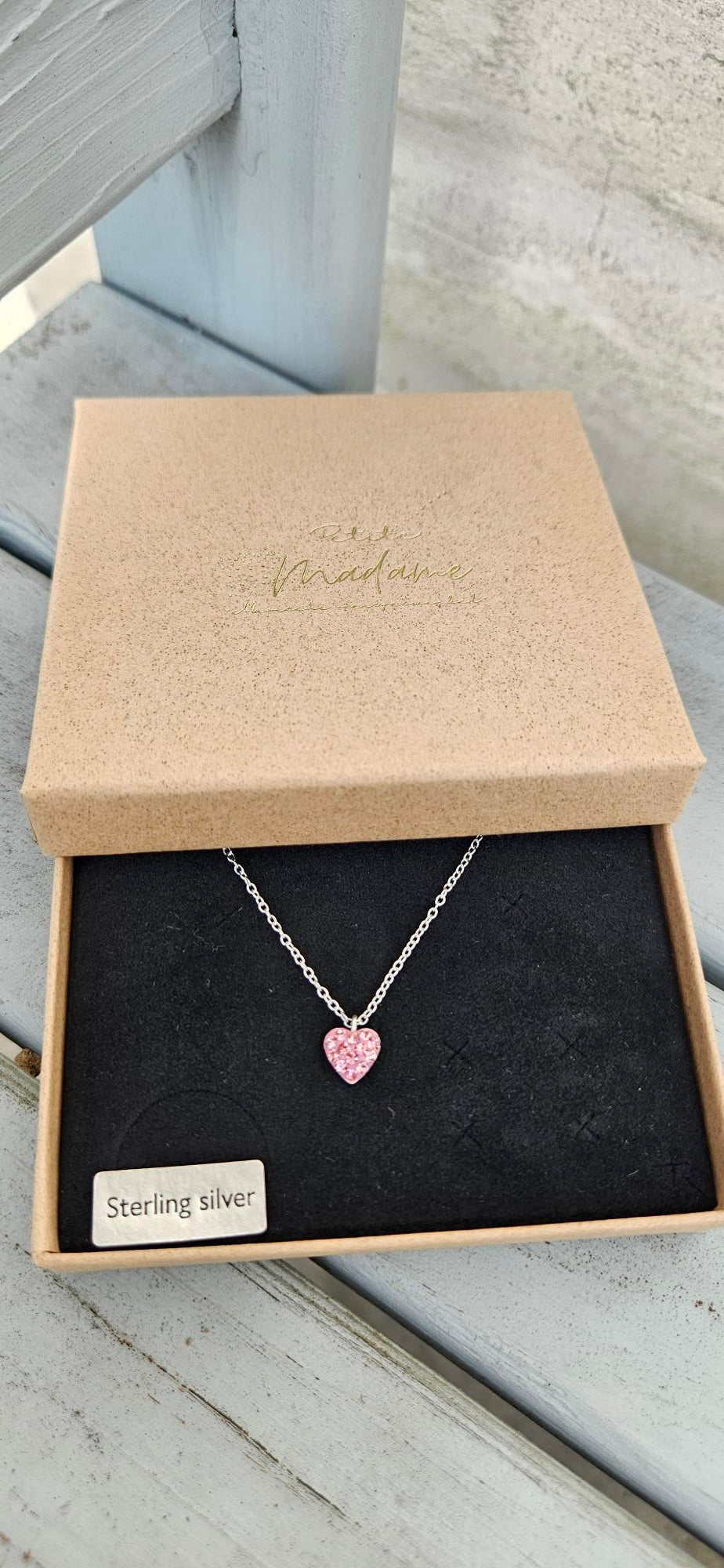 Ketting Hartje Roze Kristal - 925 Sterling Zilver