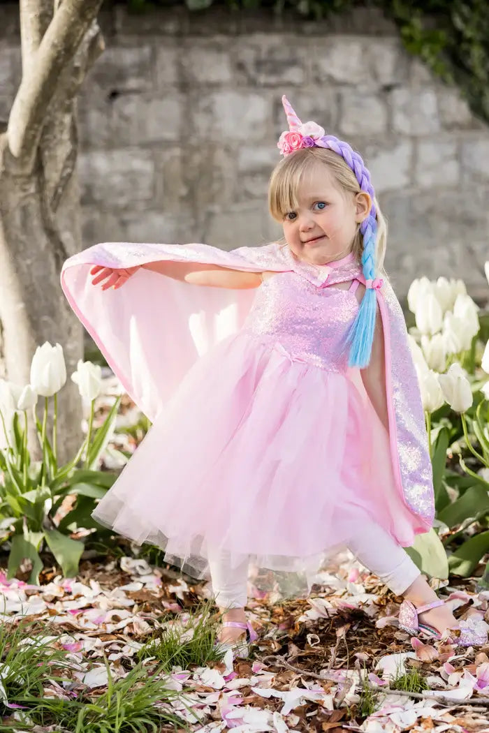 verkleedcape roze glitter meisje great pretenders prinsessen superheldin cape sfeerfoto