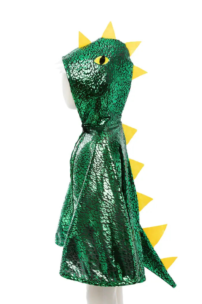 drakencape great pretenders groen peuter kleuter verkleedkledij kinderen carnaval  verkleedcape jongen kind dino zijaanzicht