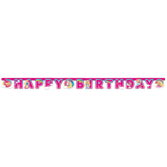verjaardagsslinger barbie letter slinger happy birthday barbie guirlande banner vooraanzicht