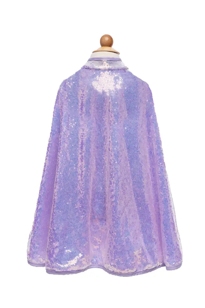 glittercape meisje paars lila verkleedcape prinses superheldin verkleedkledij great pretenders carnaval vooraanzicht