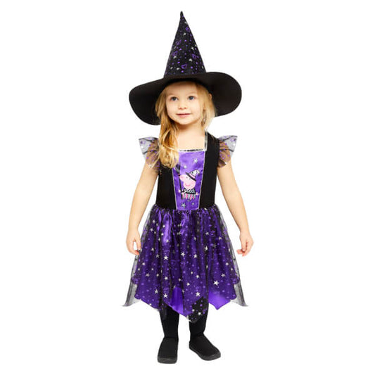 halloween kostuum kind heks peppa big meisje paars amscan vooraanzicht