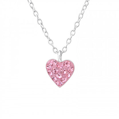 ketting meisje communie verjaardag lentefeest cedeau verjaardag geschenk zilveren juwelen ketting kinderen hartje roze kristal