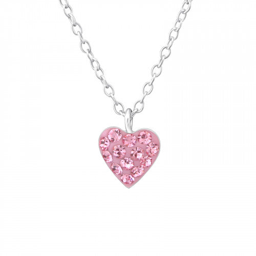 ketting meisje communie verjaardag lentefeest cedeau verjaardag geschenk zilveren juwelen ketting kinderen hartje roze kristal