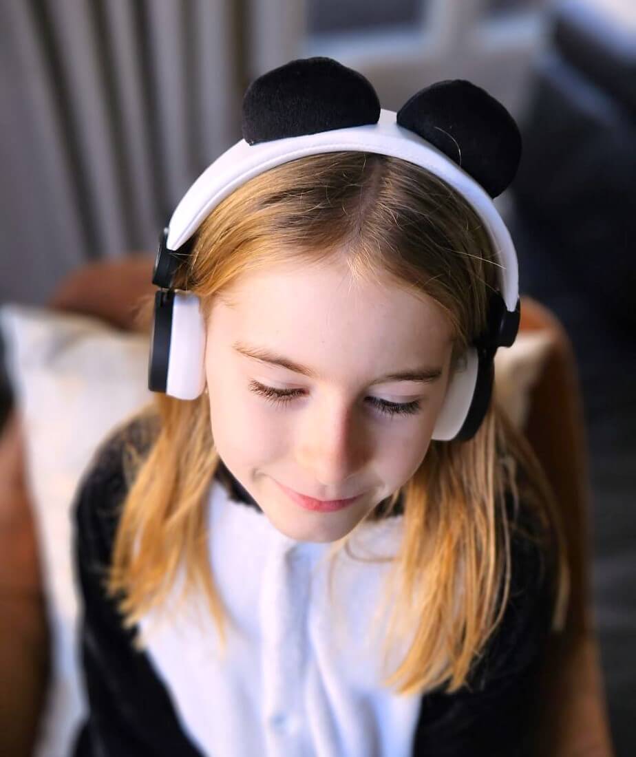 kidyears kinderkoptelefoon panda kidywolf belgisch cadeau kind meisje magnetische oortjes bovenaanzicht