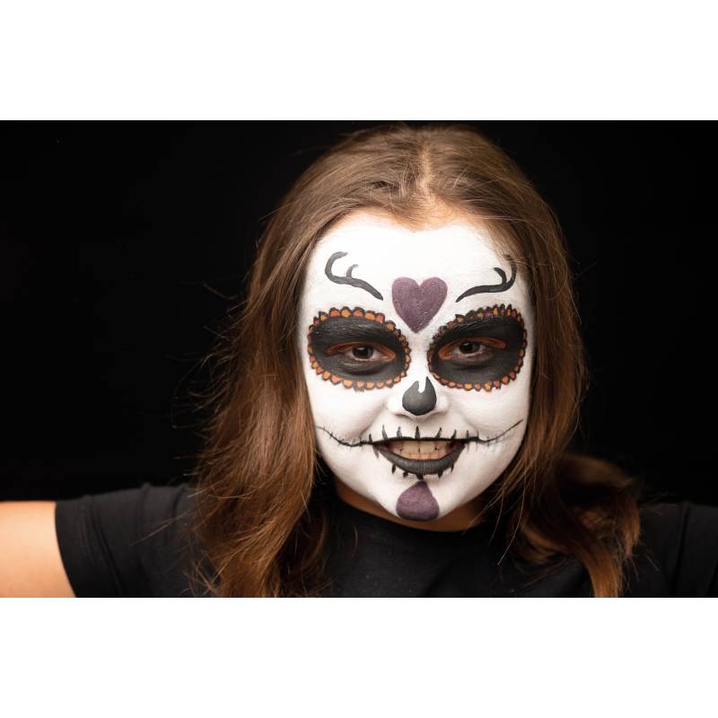 namaki kindergrime halloween bio dermatologisch getest mexicaans skelet sfeerfoto meisje