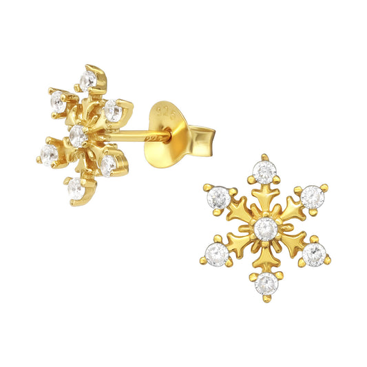 oorbellen goud sneeuwvlok kristal ijskristal juwelen kinderen meisjes cadeautje kerstcadeau vooraanzicht