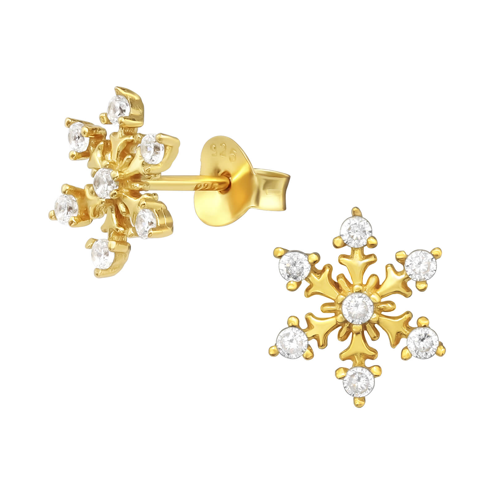 oorbellen goud sneeuwvlok kristal ijskristal juwelen kinderen meisjes cadeautje kerstcadeau vooraanzicht