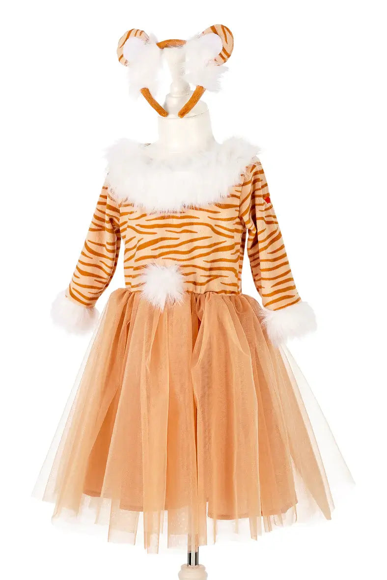 verkleedjurk meisje tijger souza carnaval verkleedkledij verkleden diadeem tijgeroren rok tijger meisje vooraanzicht