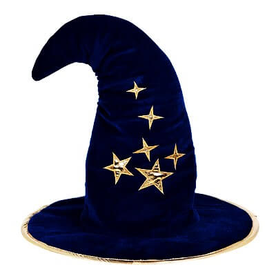 hoed tovenaar fluweel donkerblauw souza verkleedkledij kinderen tovenaar magiër sterren wilfred carnaval vooraanzicht 