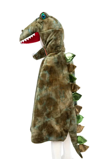 cape verkleedcape dino t rex grandasaurus dinocape dinosaurus verkleedkledij great pretenders kop en klauwen carnaval jongens cadeau verjaardag zijkant