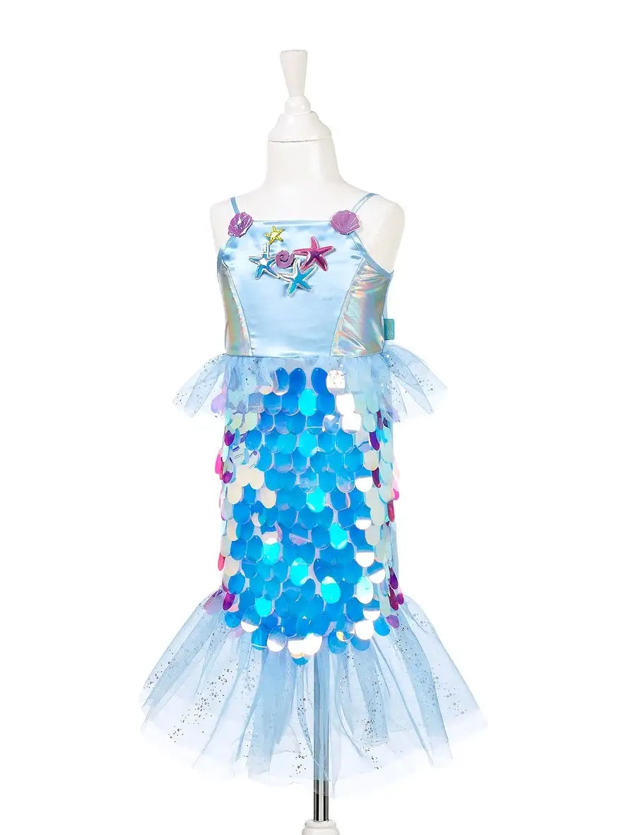 verkleedjurk zeemeermin lorelie souza blauw verkleedkledij meisje carnaval 3 4 jaar voorzijde