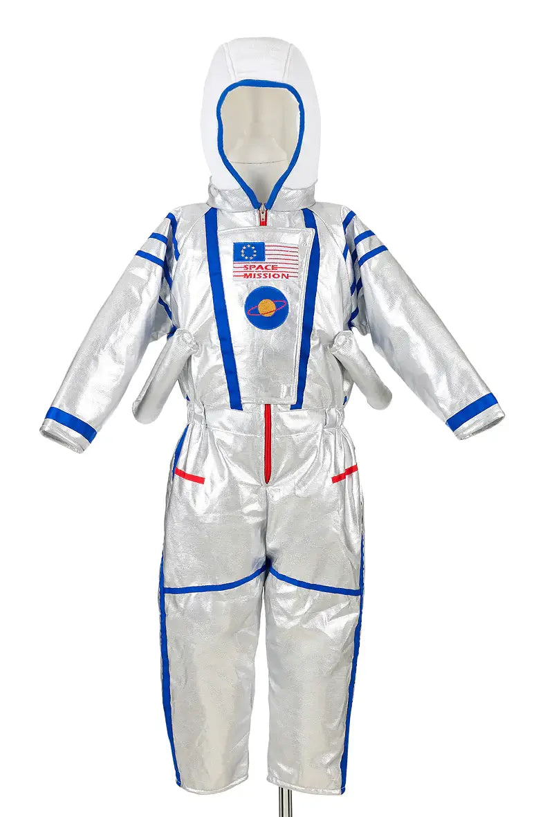 verkleden carnaval jongen ruimtevaarder astronaut souza spaceman zilver verkleedkledij kinderen ruimtepak vooraanzicht