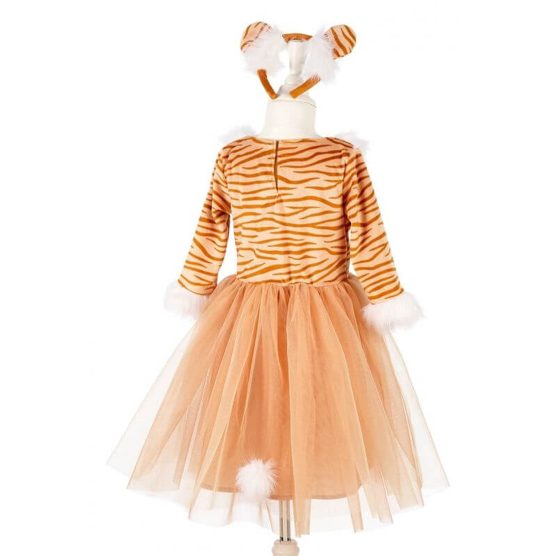 verkleedjurk meisje tijger souza carnaval verkleedkledij verkleden diadeem tijgeroren rok tijger meisje achterzijde