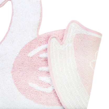 vloerkleedje meisjeskamer zwaan wit roze sass & belle detail achterzijde