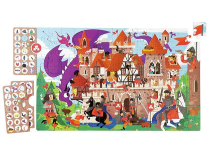 puzzel en zoekplaat kasteel castle chateau apli 140 stukken 5 jaar leuke  kinderpuzzel inhoud