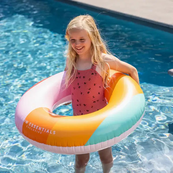 opblaas zwemband donut regenboog groot 90 cm waterspeelgoed zwembadartikelen zwemring swim essentials