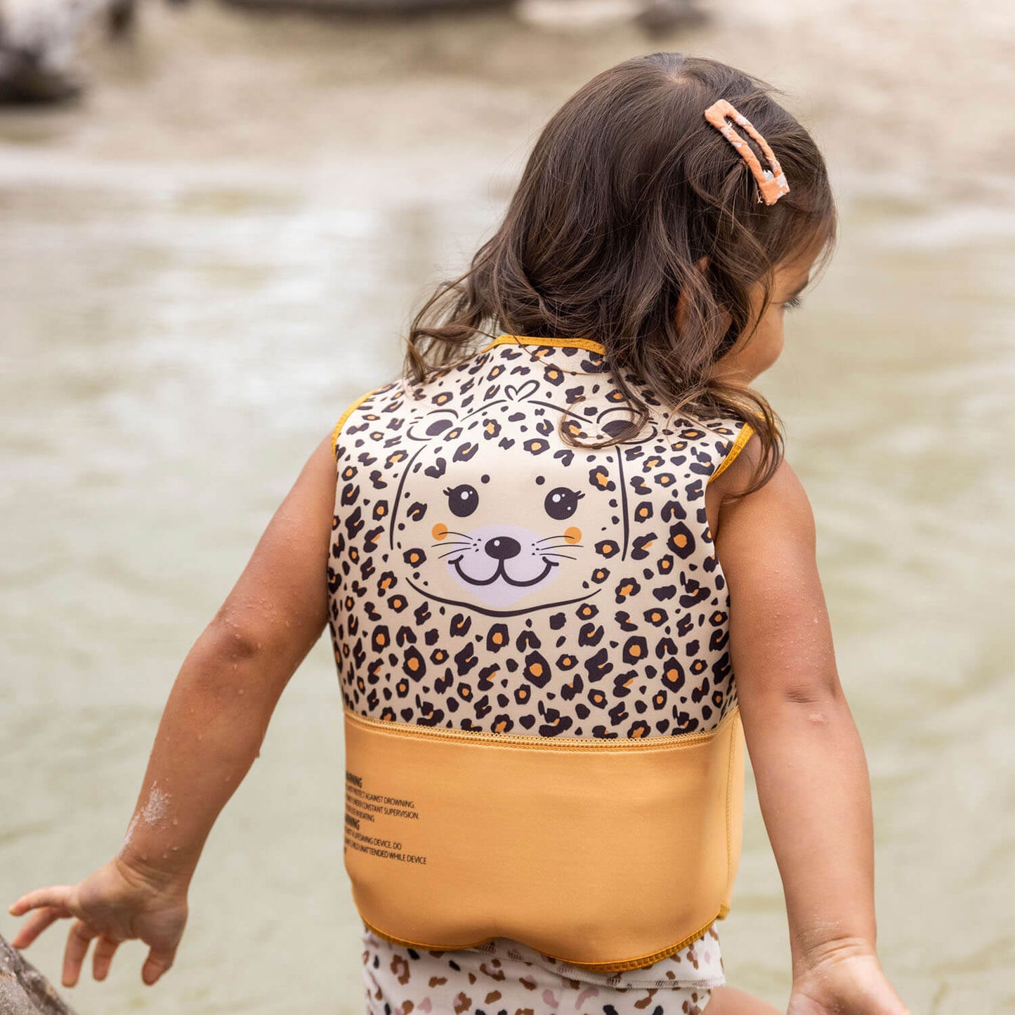 zwemvest kind 3 4 5 6 jaar kleuter meisje panterprint luipaard swim essentials ritssluiting achterzijde