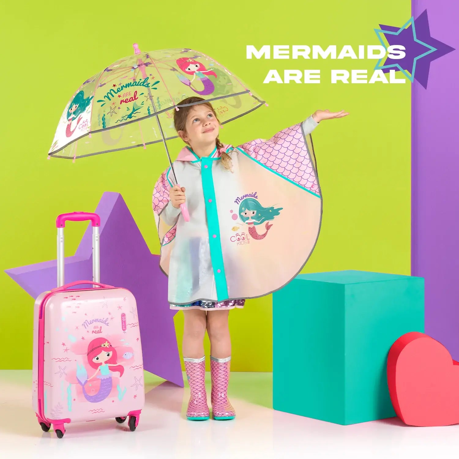 Regenponcho meisje zeemeermin Mermaid regenjas sfeerfoto meisje met regenjas
