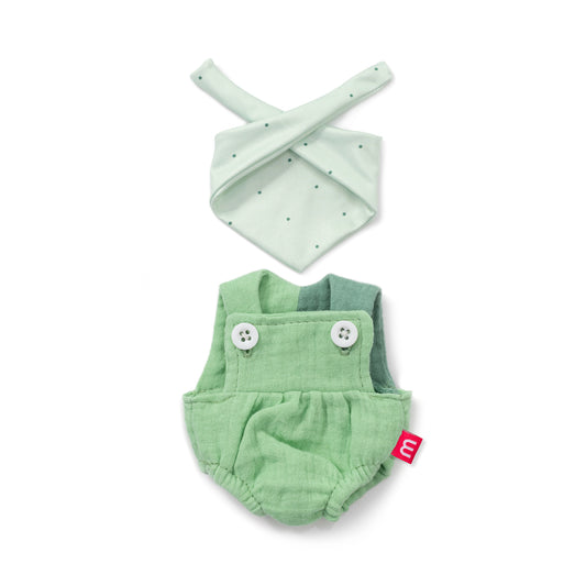 kleding voor poppen miniland kruippakje en sjaaltje groen Forest 21 cm vooraanzicht