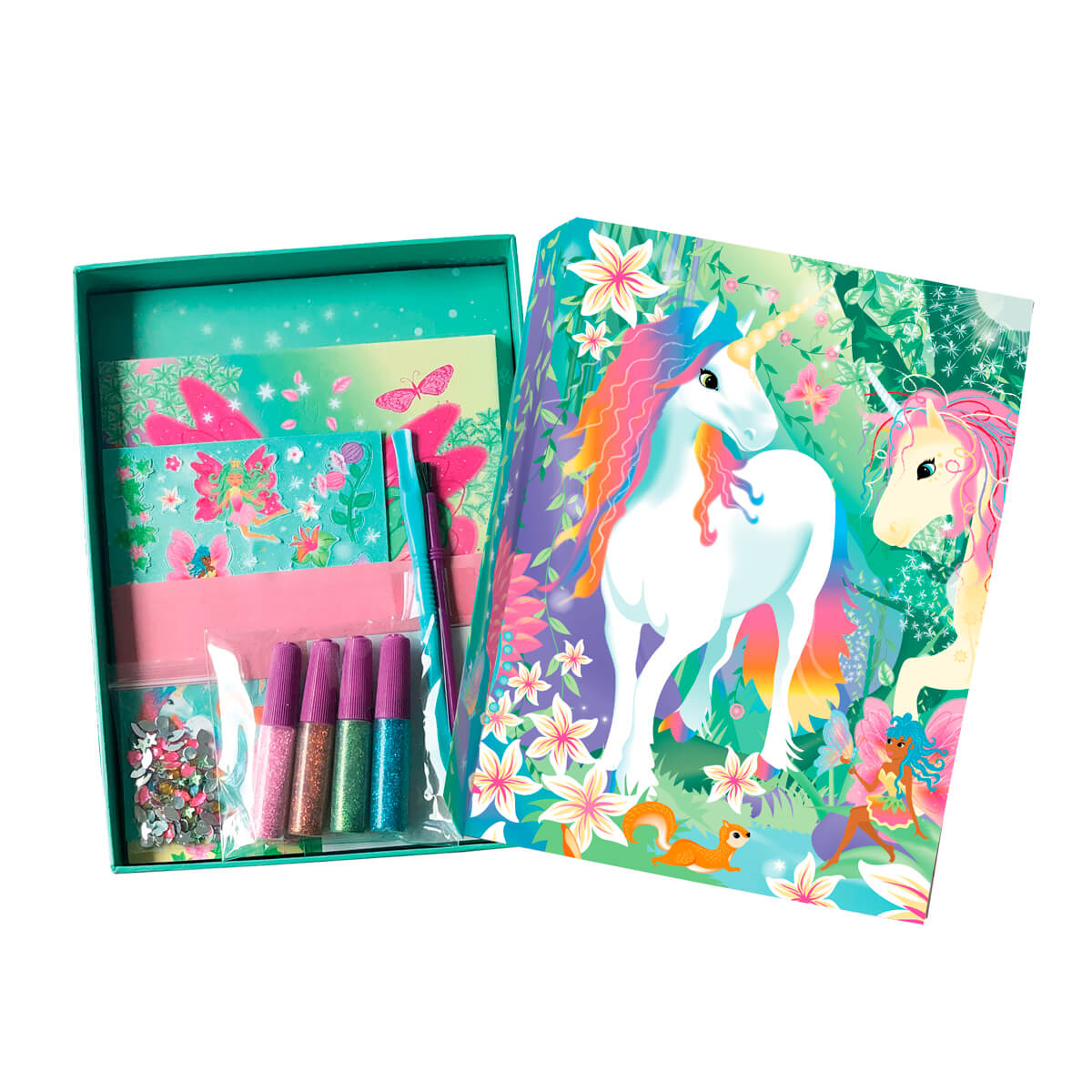 Magische eenhoorn glitter en folie knutselset inhoud doos - Box CanDIY Magical Unicorns