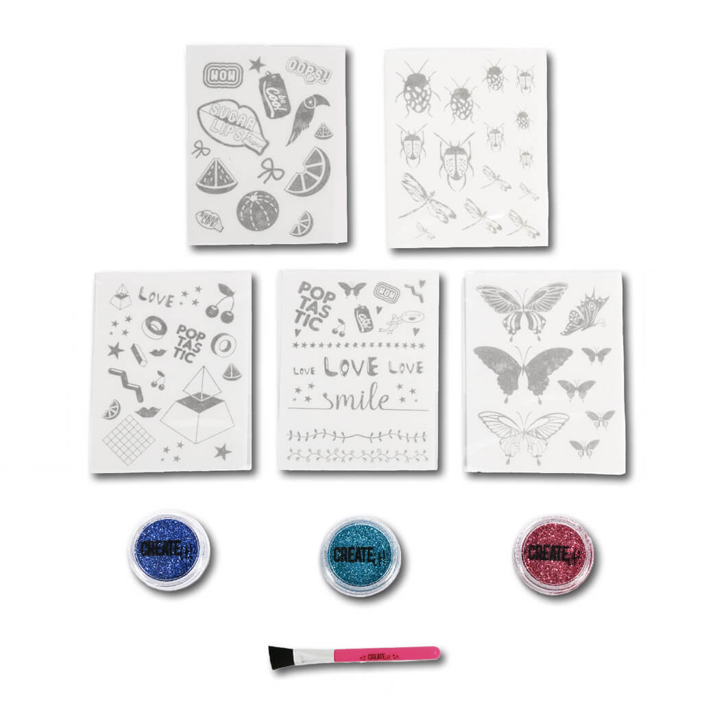 glitter tattoo kit create it inhoud vlinders libel kevers festival