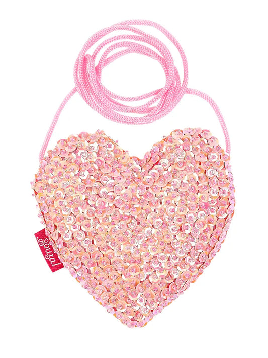 tasje hartvorm roze pailletten souza handtas meisje prinses vooraanzicht
