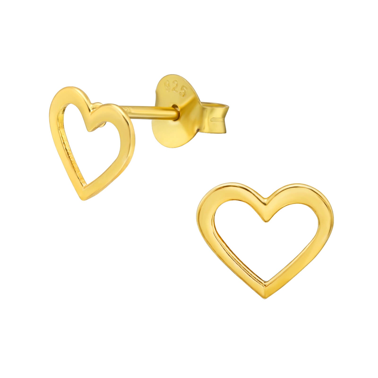 gouden hartjes omlijnd oorbellen oorknopjes oorstekers verguld 24K goud 925 sterling zilver mom & me