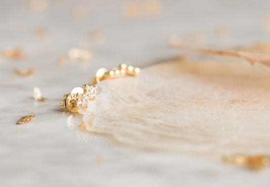 oorstekers set gold plated oorknopjes vierkant kristal verguld vooraanzicht