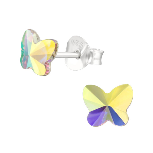 oorbellen meisje vlinder oorstekers kristal voorkant en zijkant