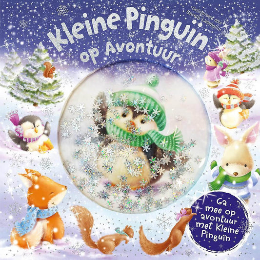 prentenboek verhaal kleuters sneeuw kleine pinguïn op avontuur rebo winter cover boek met dieren in de sneeuw en glinsterende kristallen