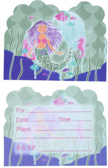 Uitnodigingen zeemeermin verjaardagsfeestje meisje 