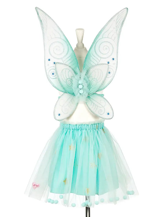 verkleedkledij meisje  souza angelina carnaval elfje fee vleugels rokje mint achterzijde vleugels en tutu